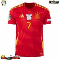 Camisa de Futebol Espanha Alvaro Morata #7 Equipamento Principal Europeu 2024 Manga Curta